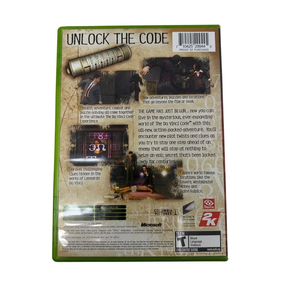The Da Vinci Code Original Xbox Complete Video Game